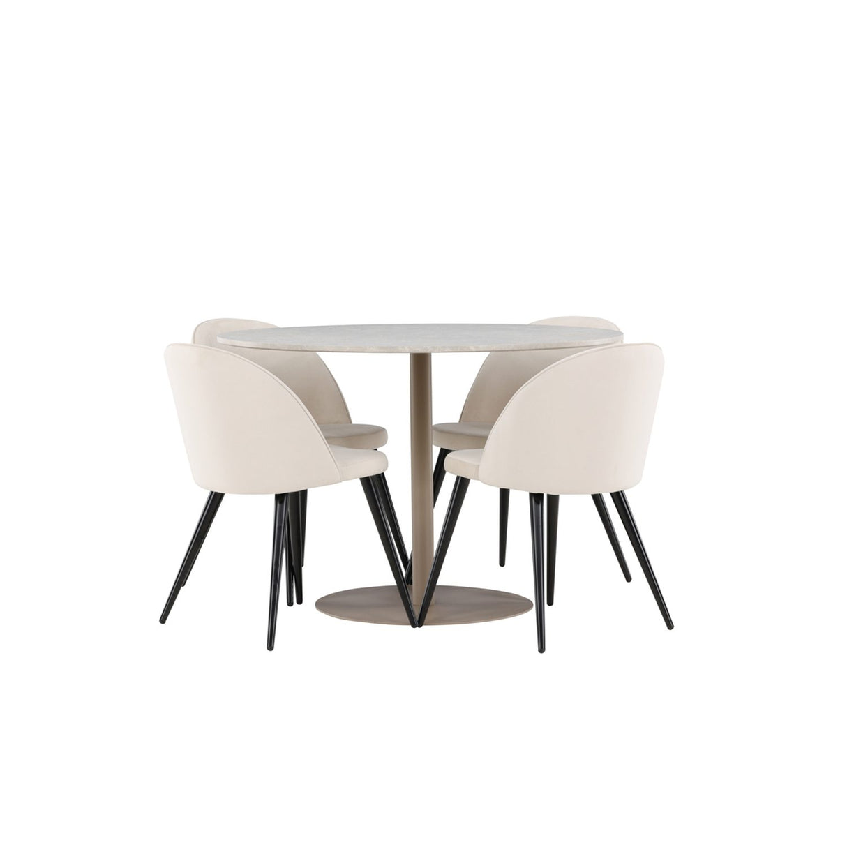Lycke, Velvet Rund matgrupp Beige,Svart, Beige, ⌀110