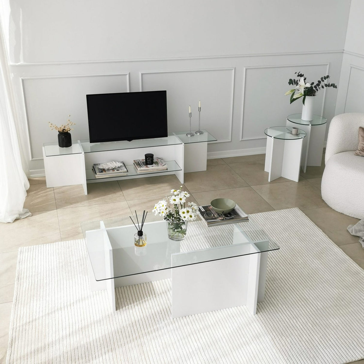 Lily (45 x 55 x 13 cm) Satsbord (2 delar) Vit