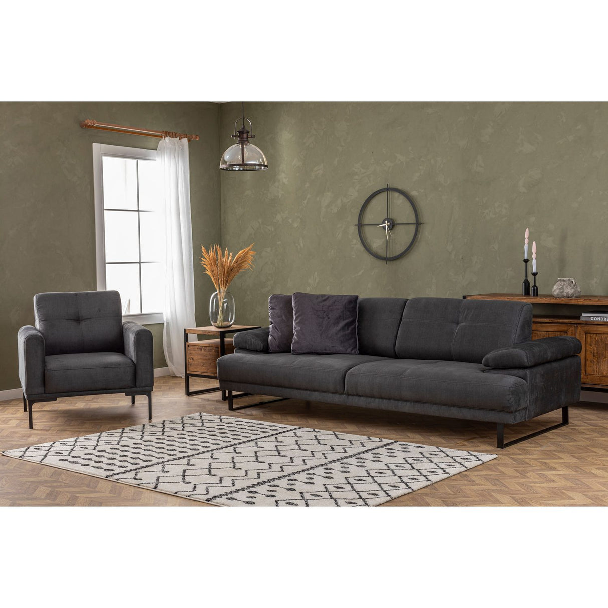 Quito (239 x 99 x 83 cm) 3-sits bäddsoffa Antracit