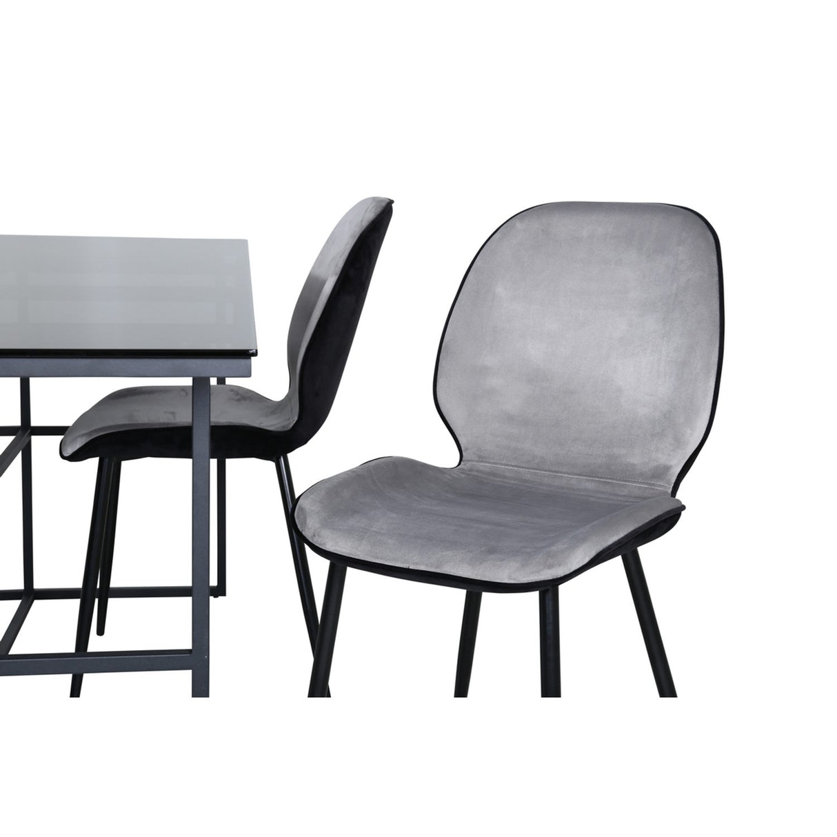 Leif, Emma Rektangulär matgrupp Svart,Grå, Svart, 200 x 90