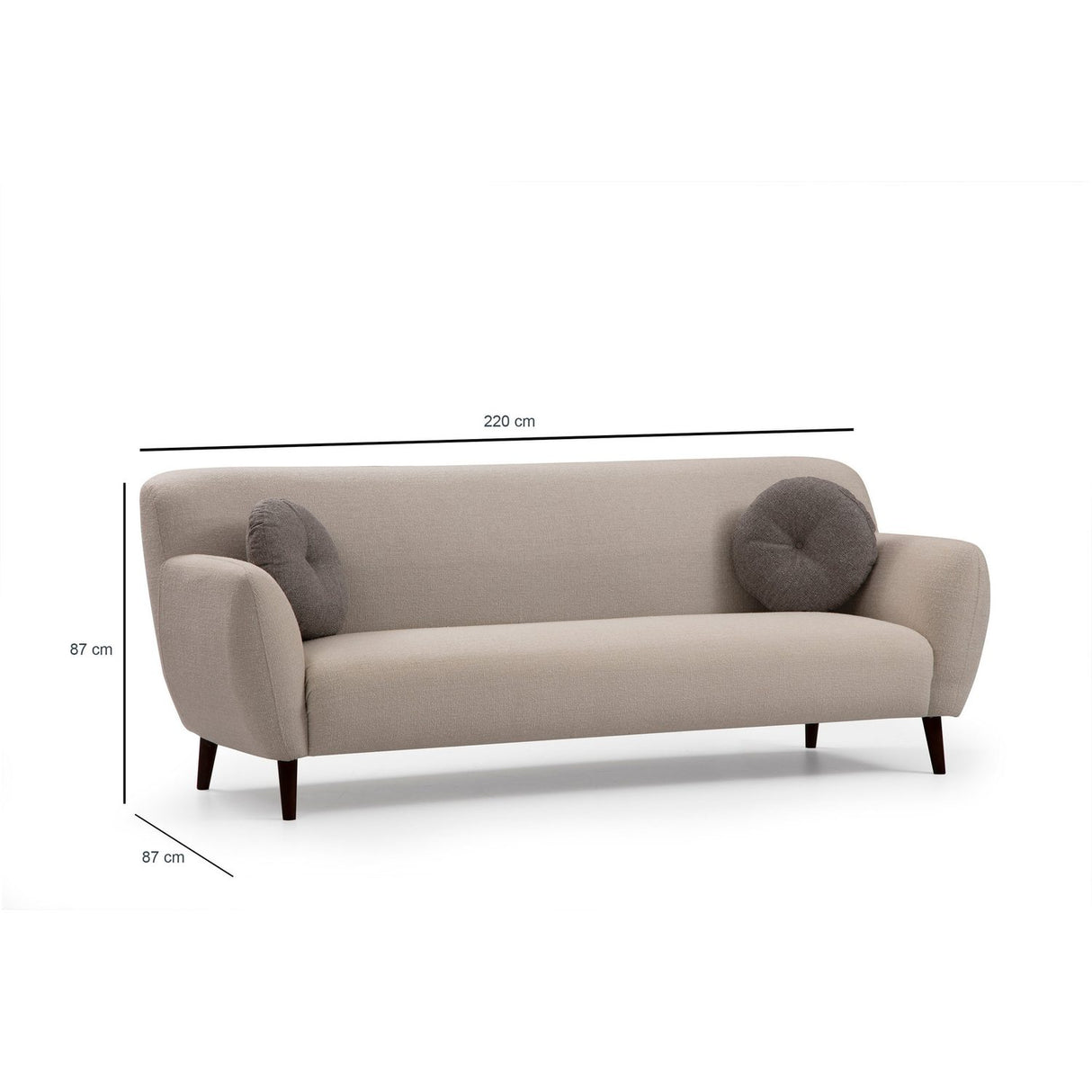 Uppsala (220 x 87 cm) Beige 3-sitssoffa