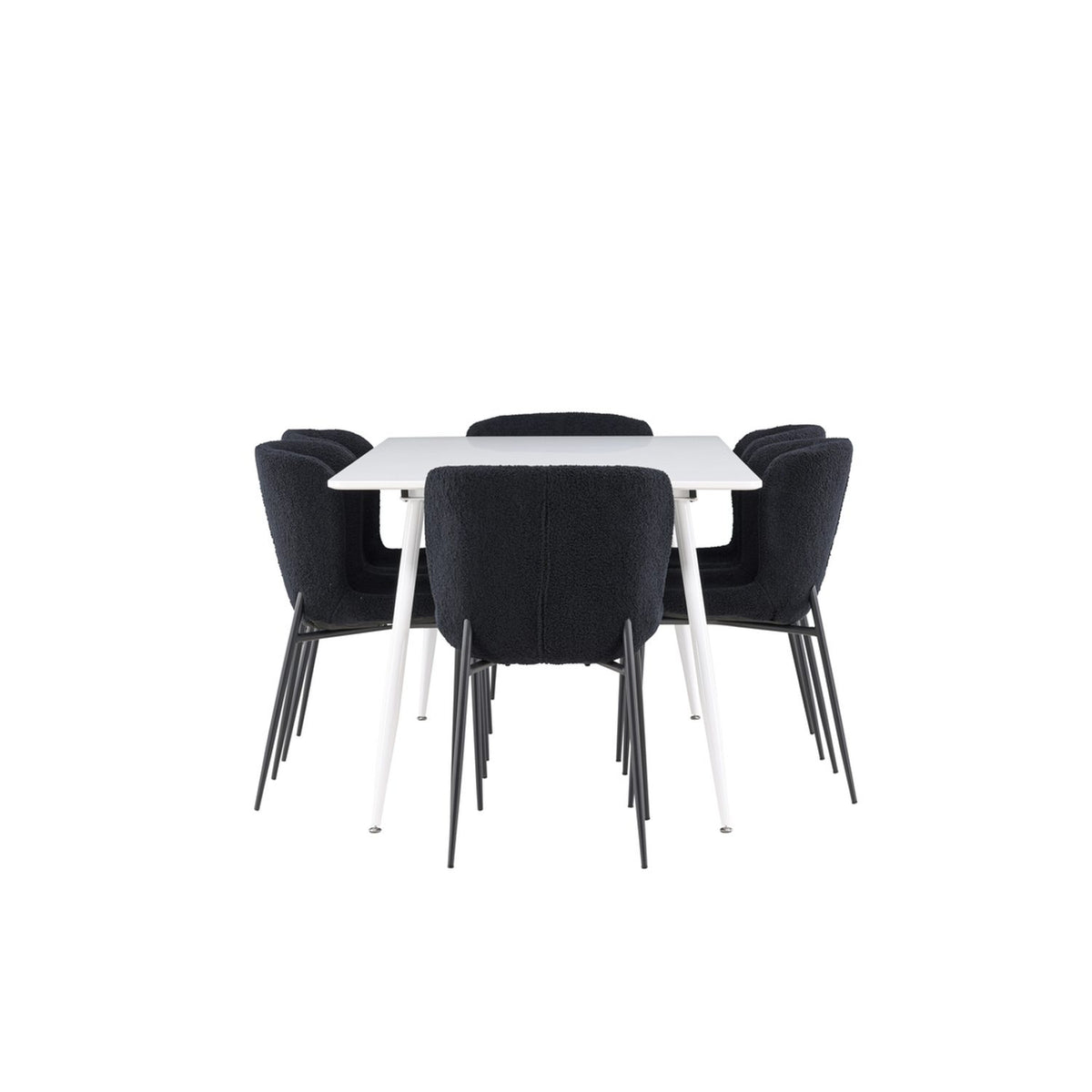 Silar, Modesto Rektangulär matgrupp Svart, Vit, 180 x 90