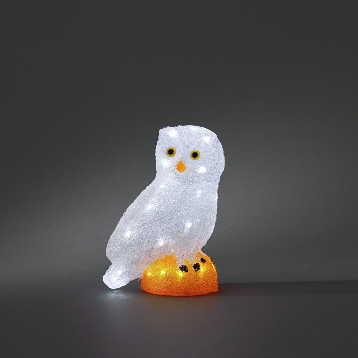 Uggla akryl vita LED Ljusdekoration Ute 27.5 cm