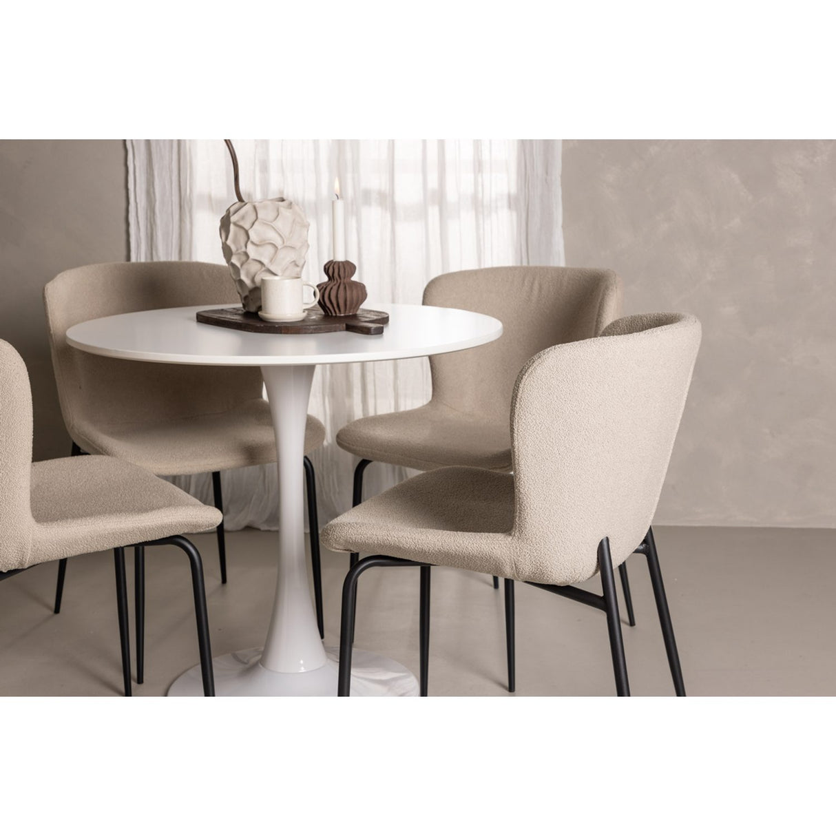 Hamden, Modesto Rund matgrupp Beige, svart, Vit, ⌀80
