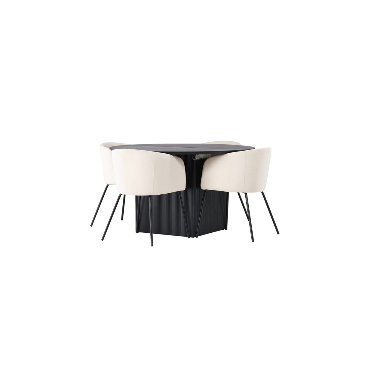 Matilda, Berit Rund matgrupp Beige,Svart, Svart, ⌀130