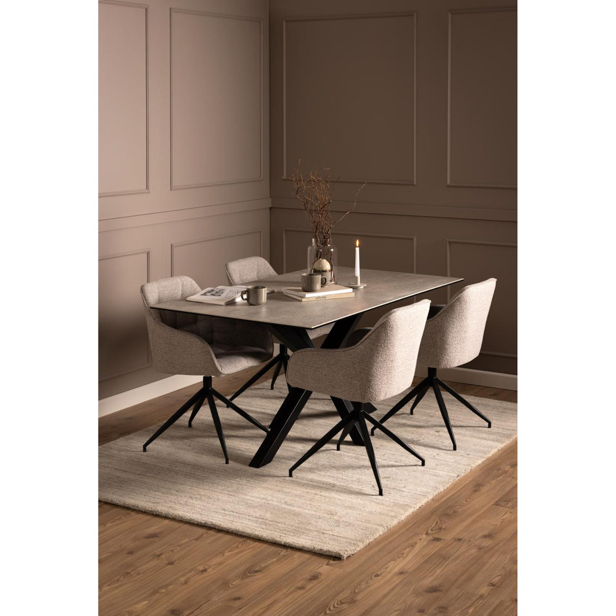 Toulon Karmstol Snurr Monza tyg Beige