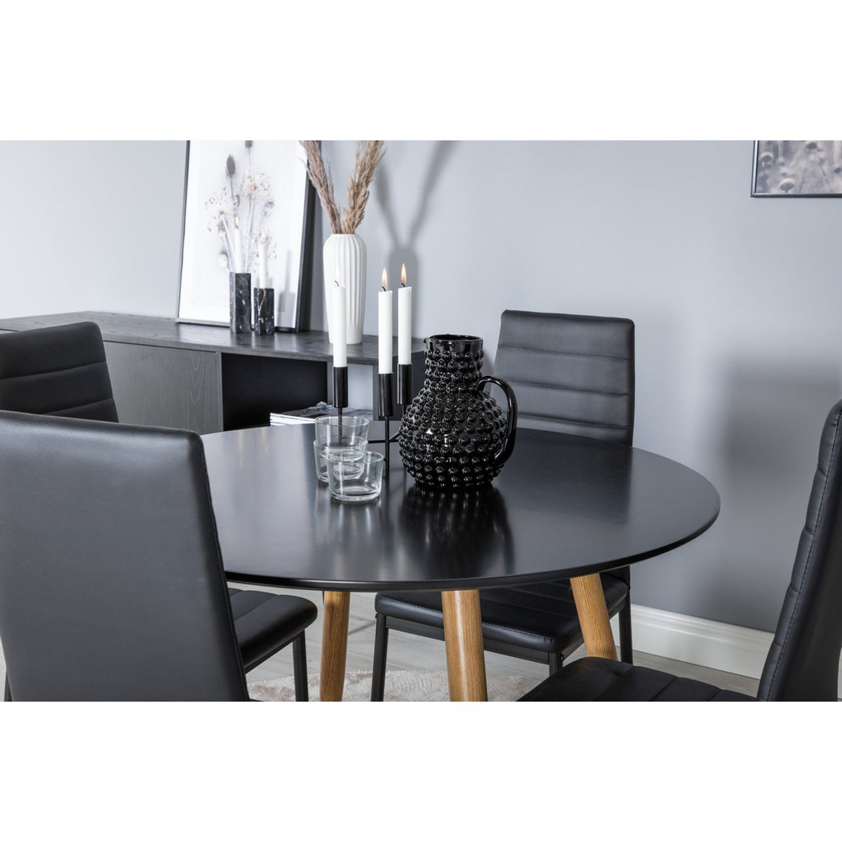 Plaza, Slim Rund matgrupp Svart, Svart, 4st