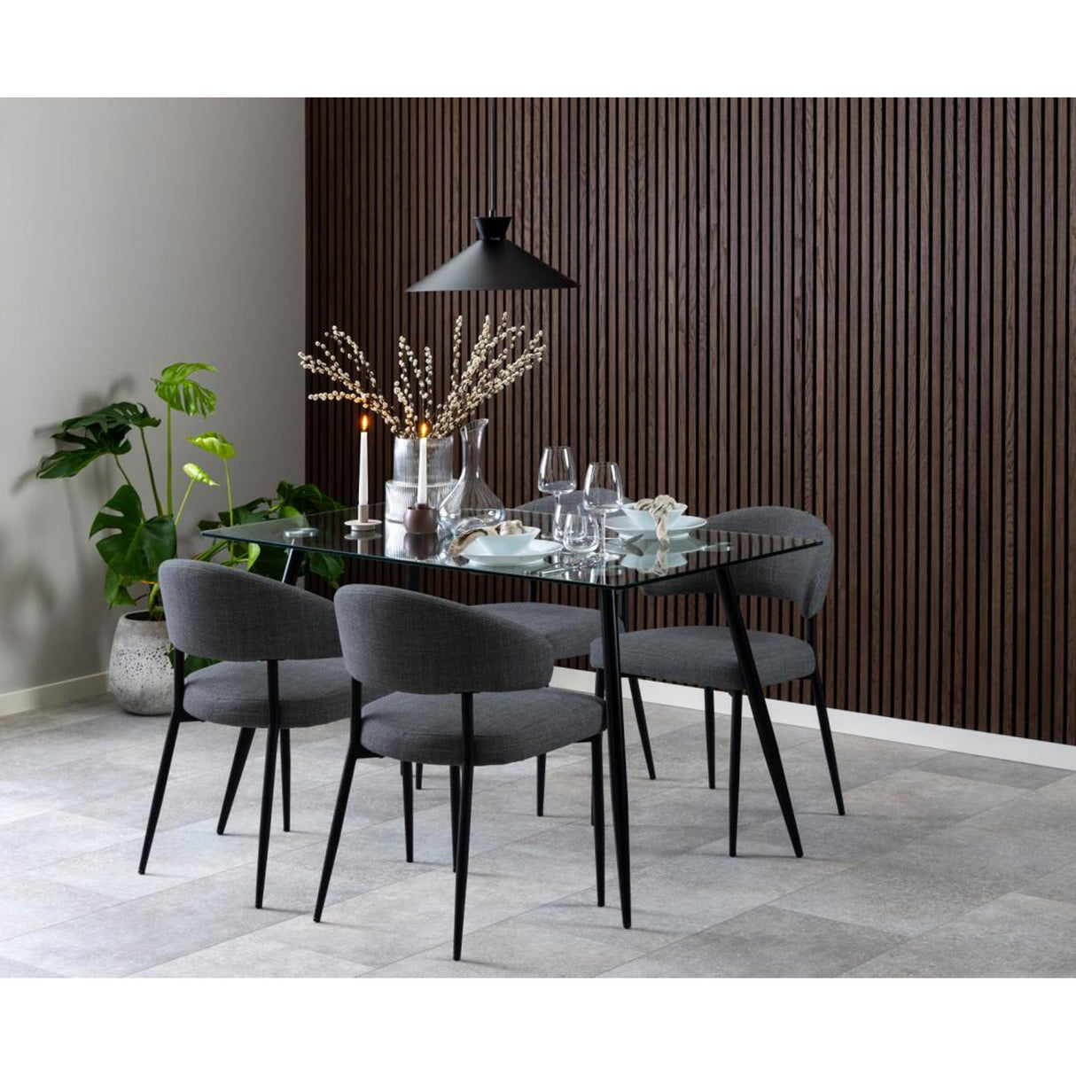 Kaley Matstol Basel tyg Mörkgrå