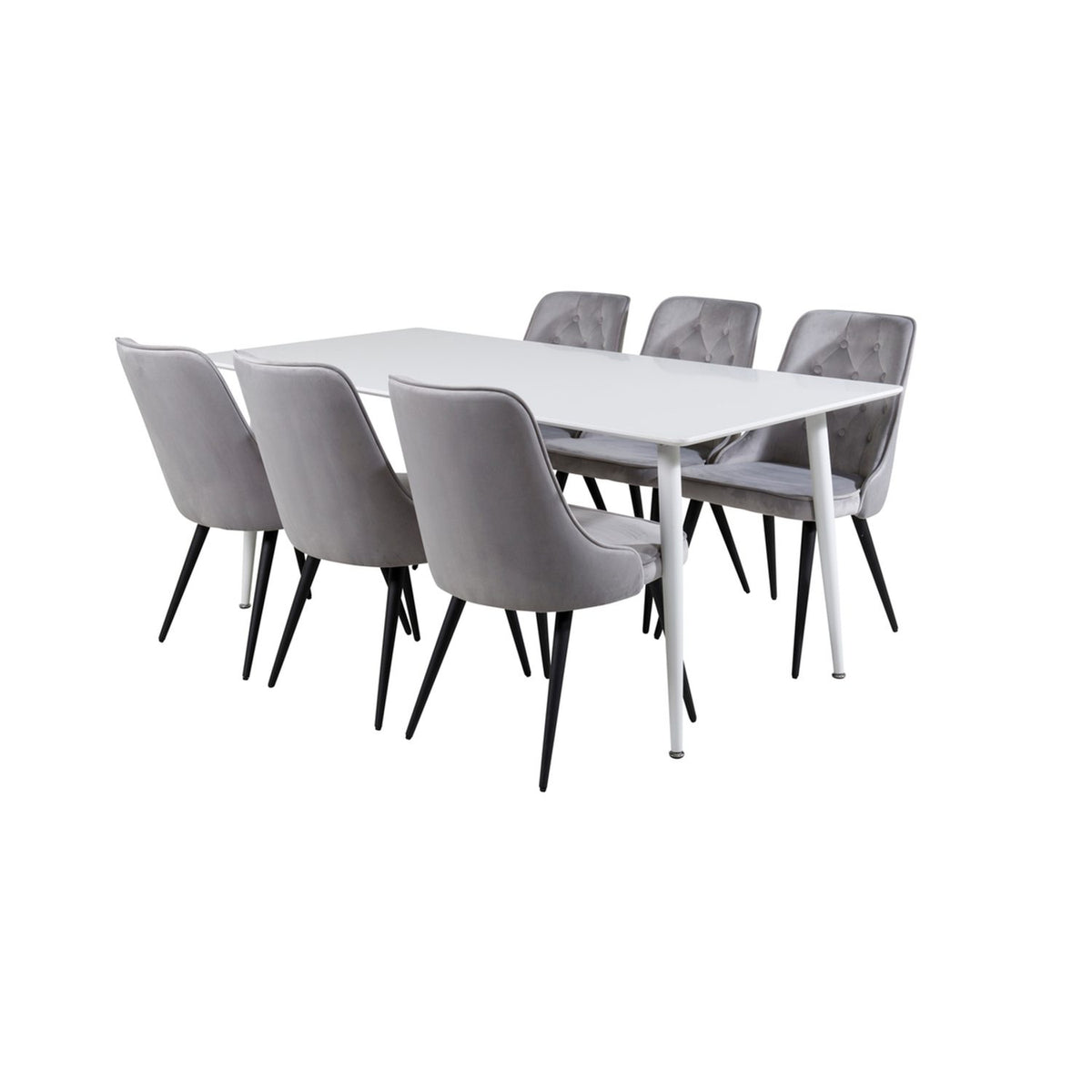 Polar, Velvet Deluxe Rektangulär matgrupp Svart,Ljusgrå, Vit, 180 x 90