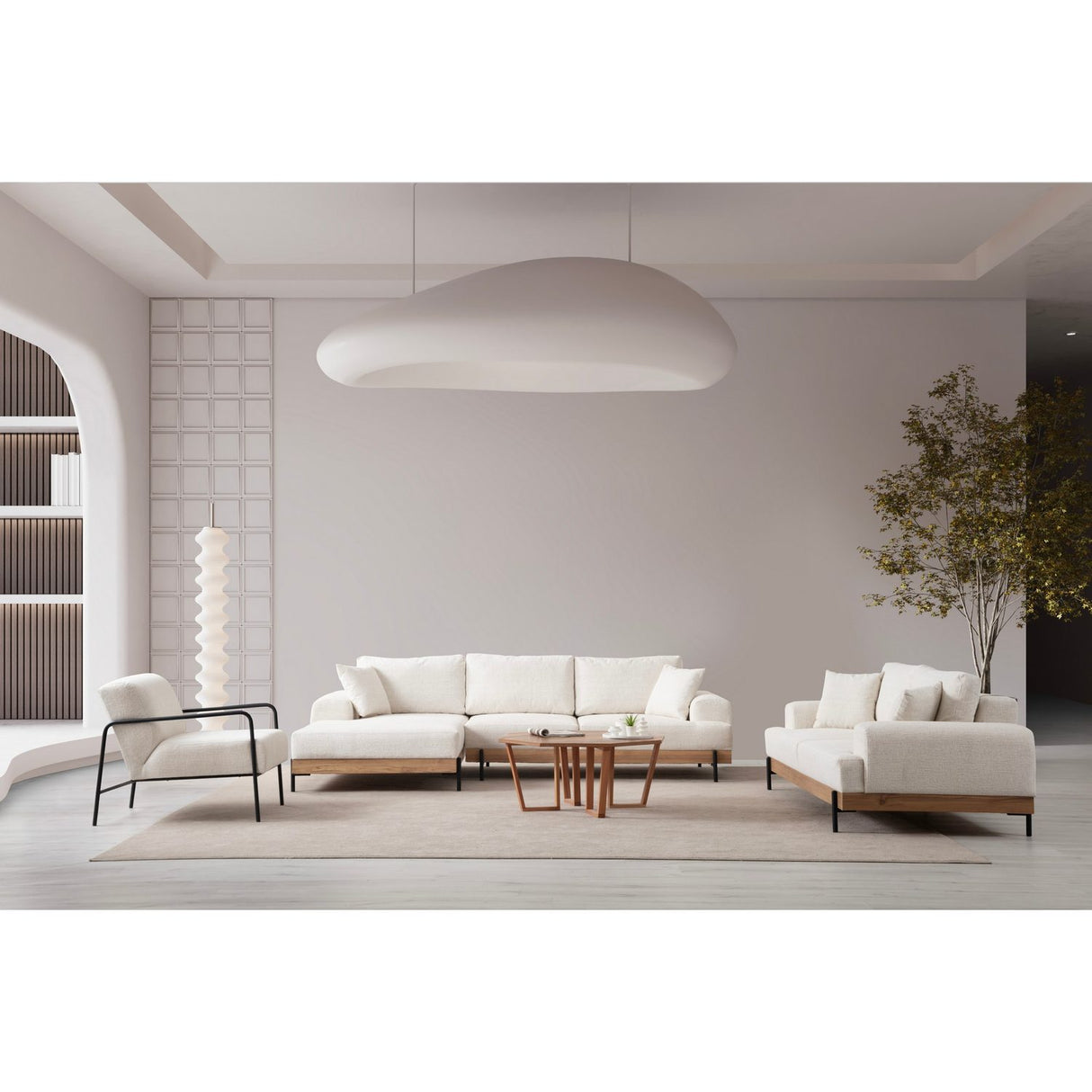 Addis Abeba Oak (170-280 x 98 x 78 cm) Hörnsoffa Vit, Vänster