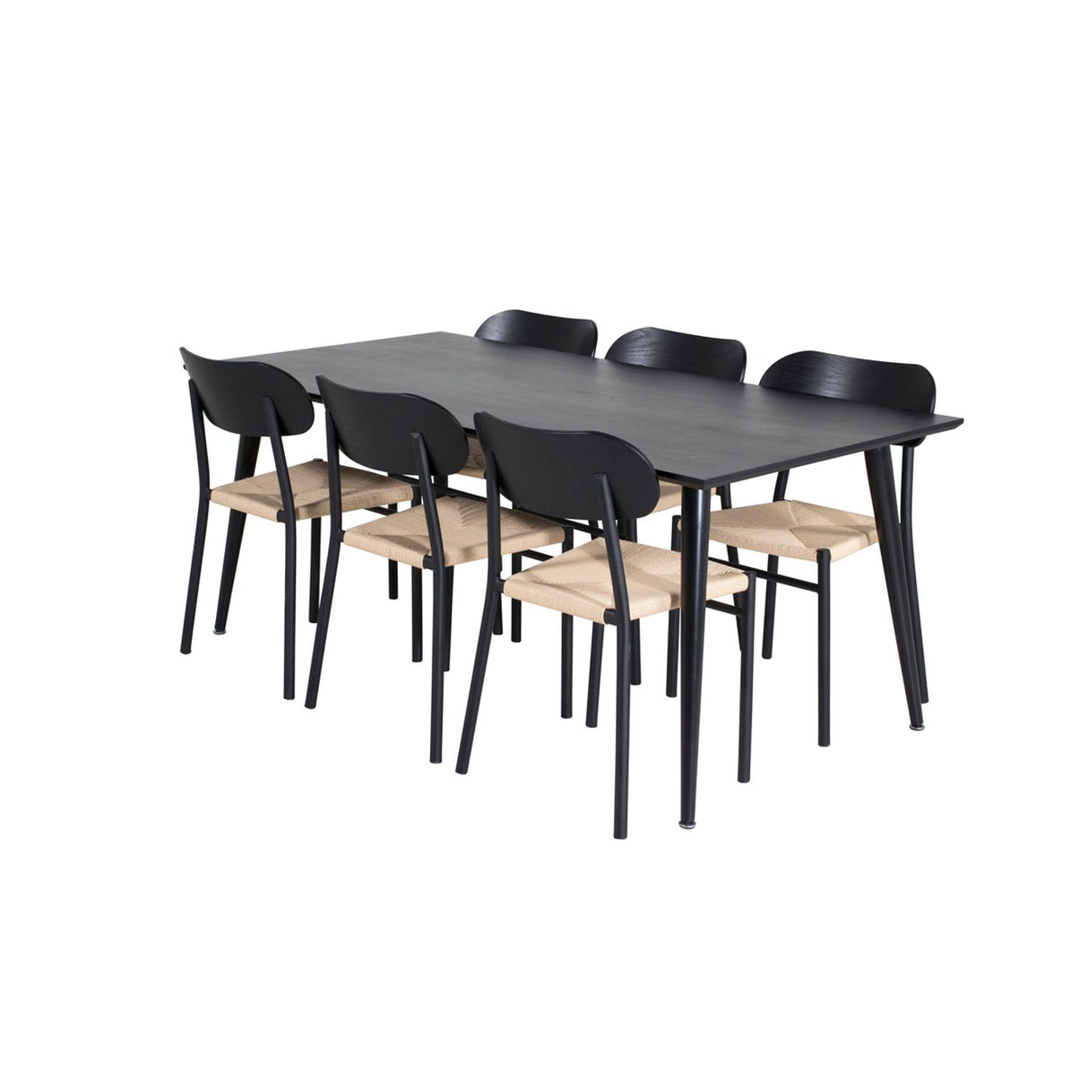 Dipp, Polly Rektangulär matgrupp Svart,natur, Svart, 180 x 90