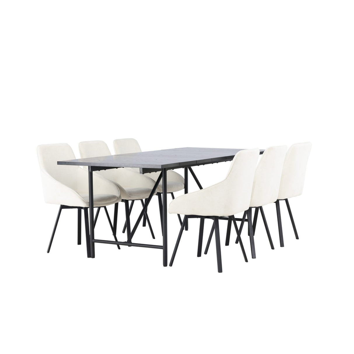 Rosie Rektangulär matgrupp Beige,Svart, Svart, 200 x 90