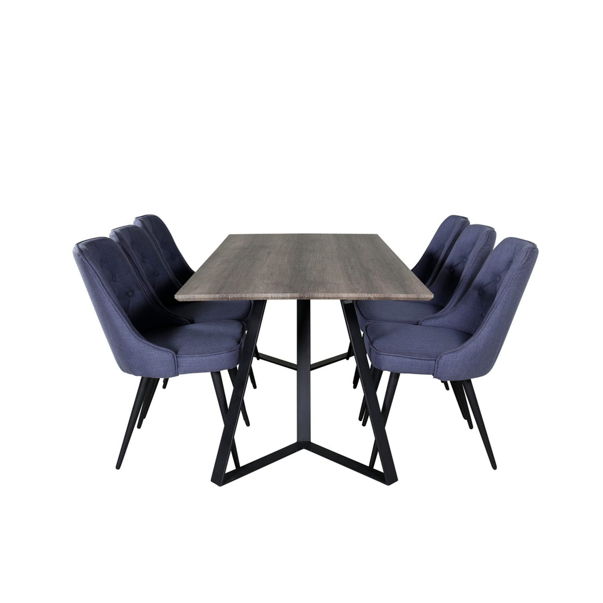 Marina, Velvet Deluxe Rektangulär matgrupp Svart,Blå, Svart,Grå, 180 x 90