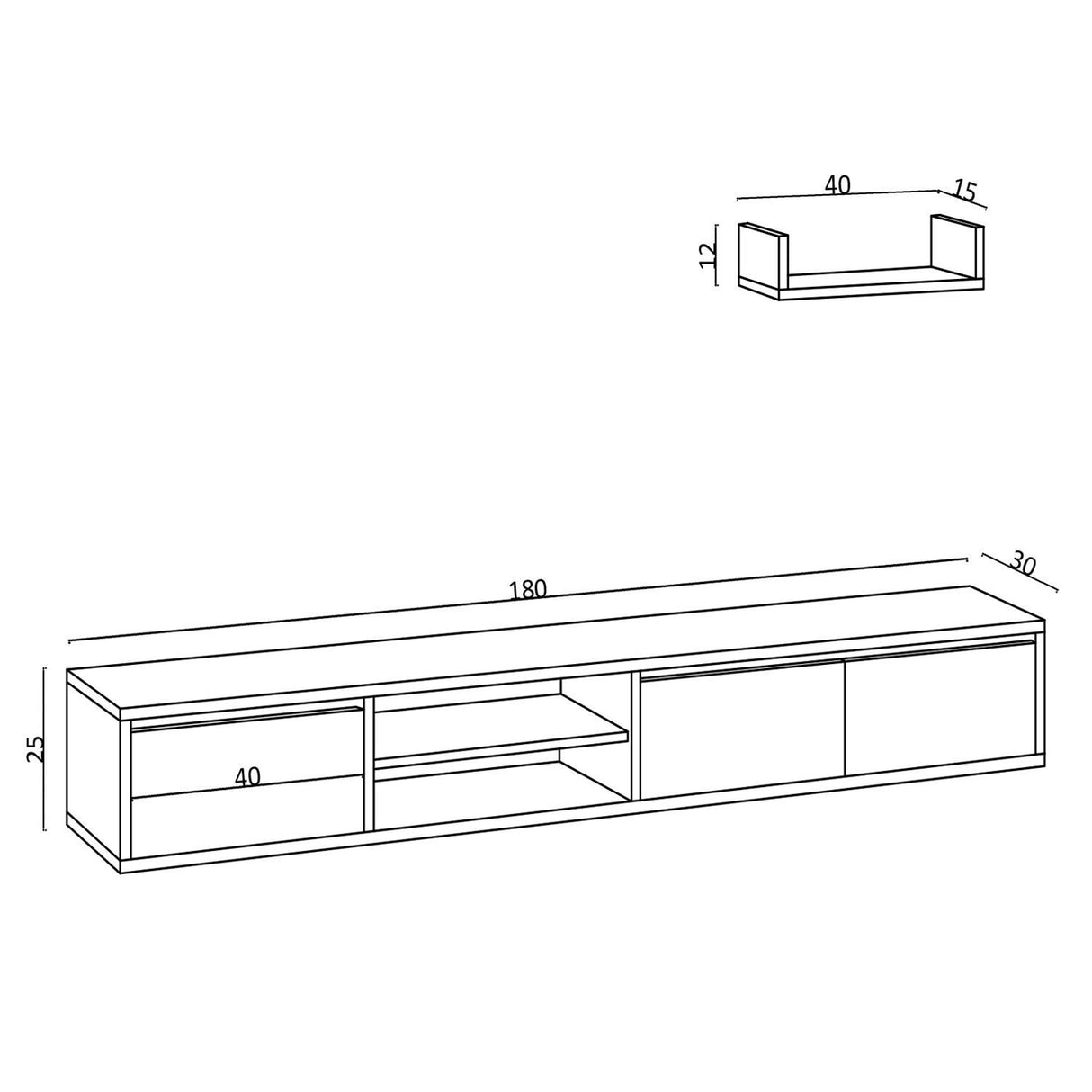 Bern (40 x 12 x 15 cm) Sapphire Oak TV-möbel