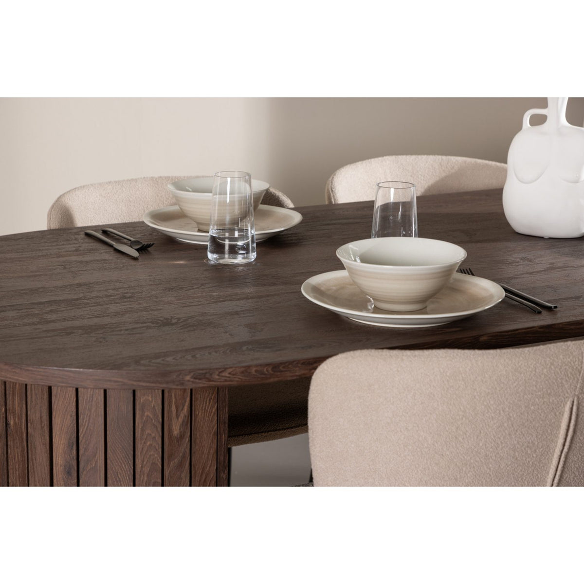 Härön, Modesto Ovalt matgrupp Beige,Svart, Mocka, 200 x 90