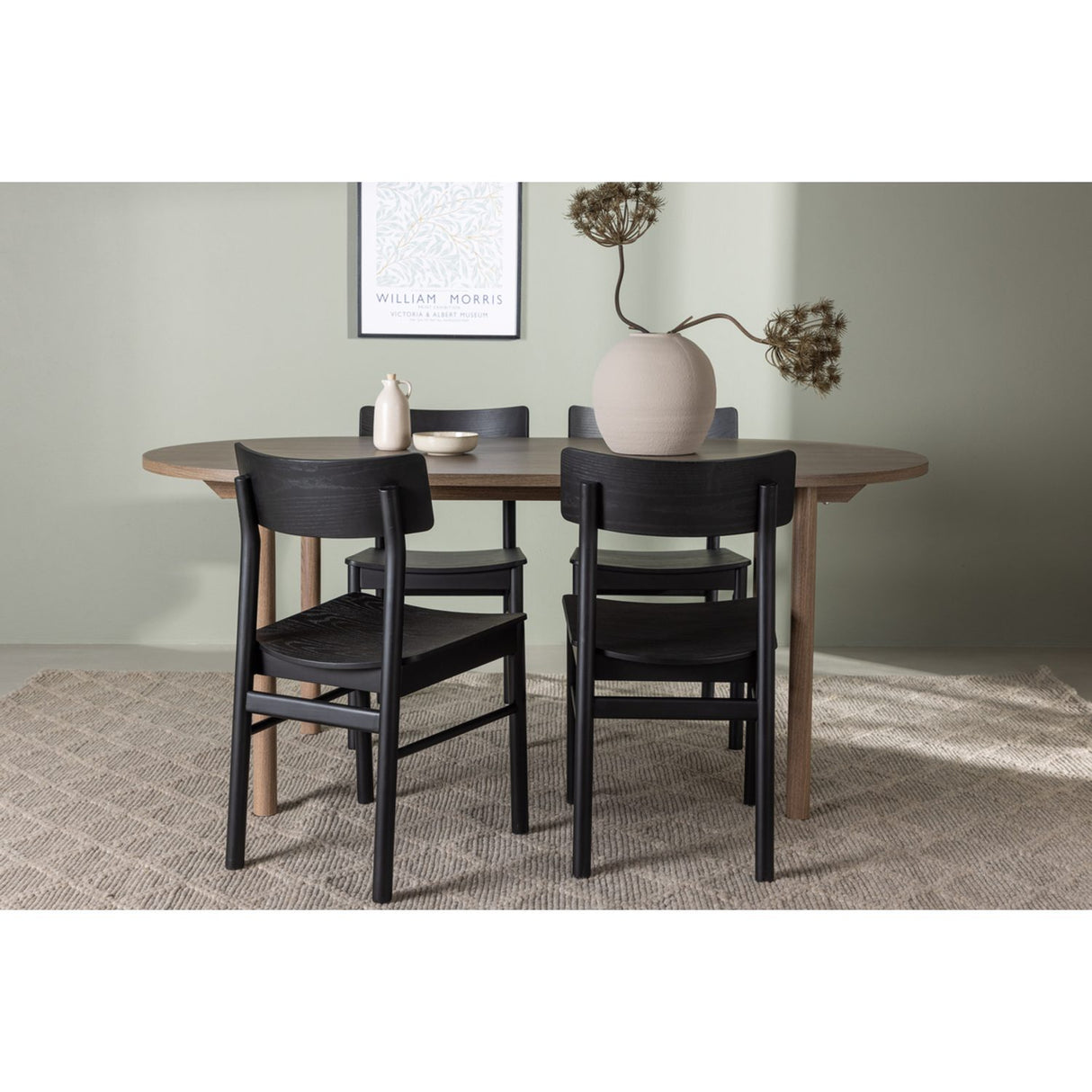 Andy, Montros Oval matgrupp Svart, Natur, 180 x 90