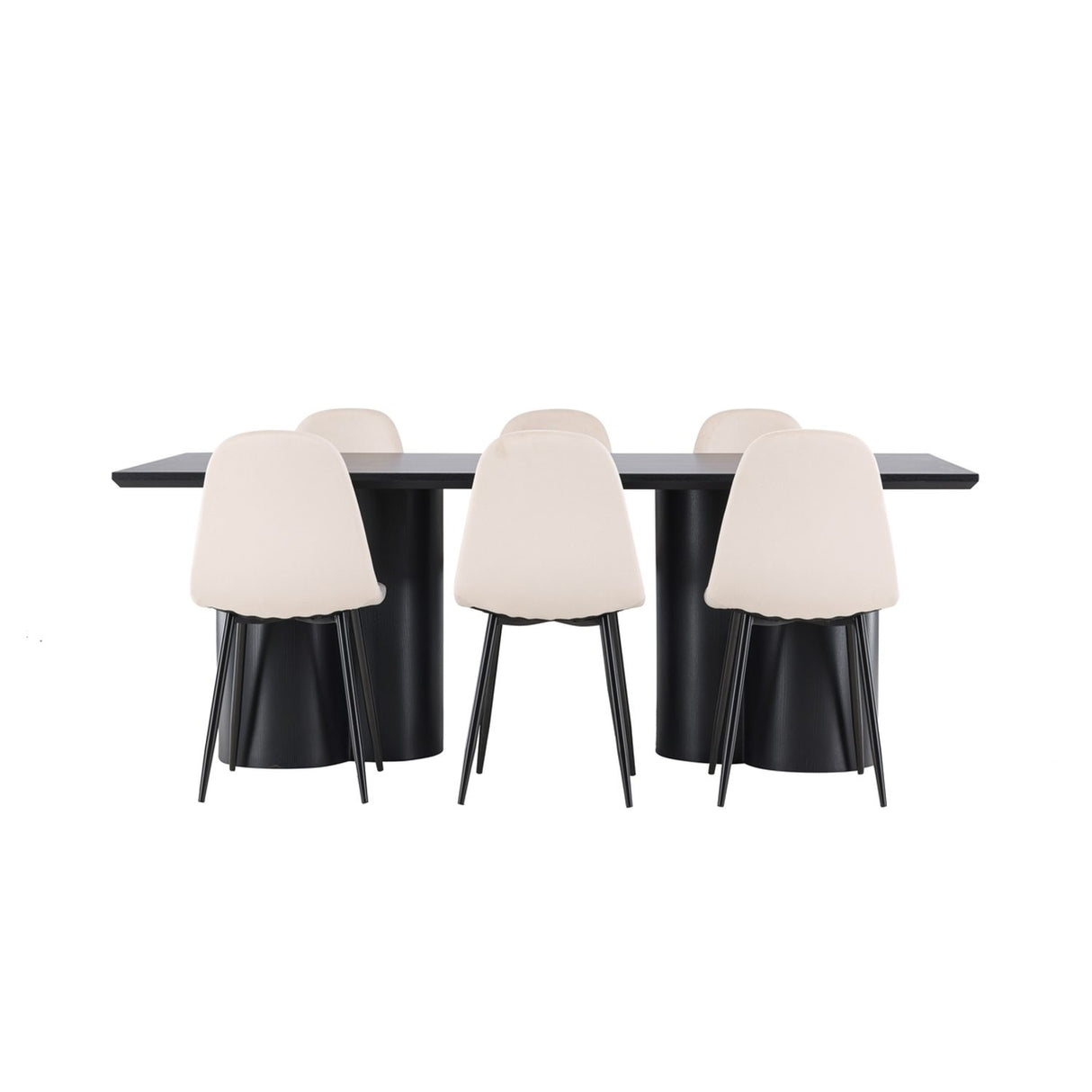 Olivia, Polar Rektangulär matgrupp Beige, Svart, 6st