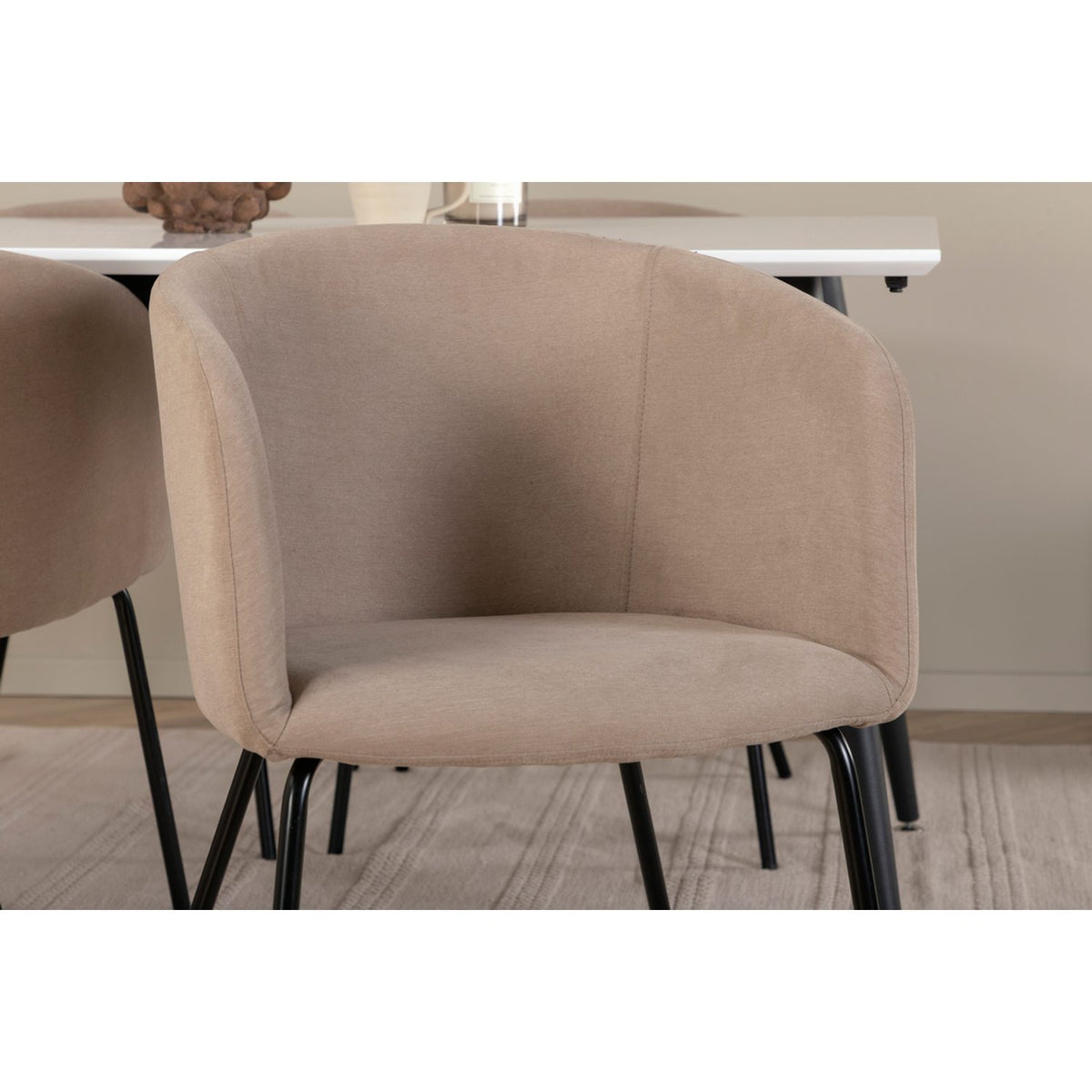 Jimmy, Berit Rektangulär matgrupp Beige, Svart, Svart,Vitt, 150 x 90