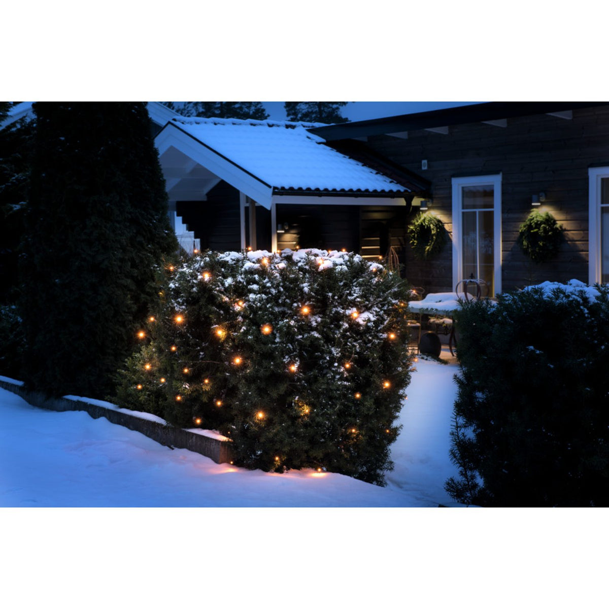 Nät LED Svart kabel 24V/IP44 Ljusslinga Ute 2x2m, Amber