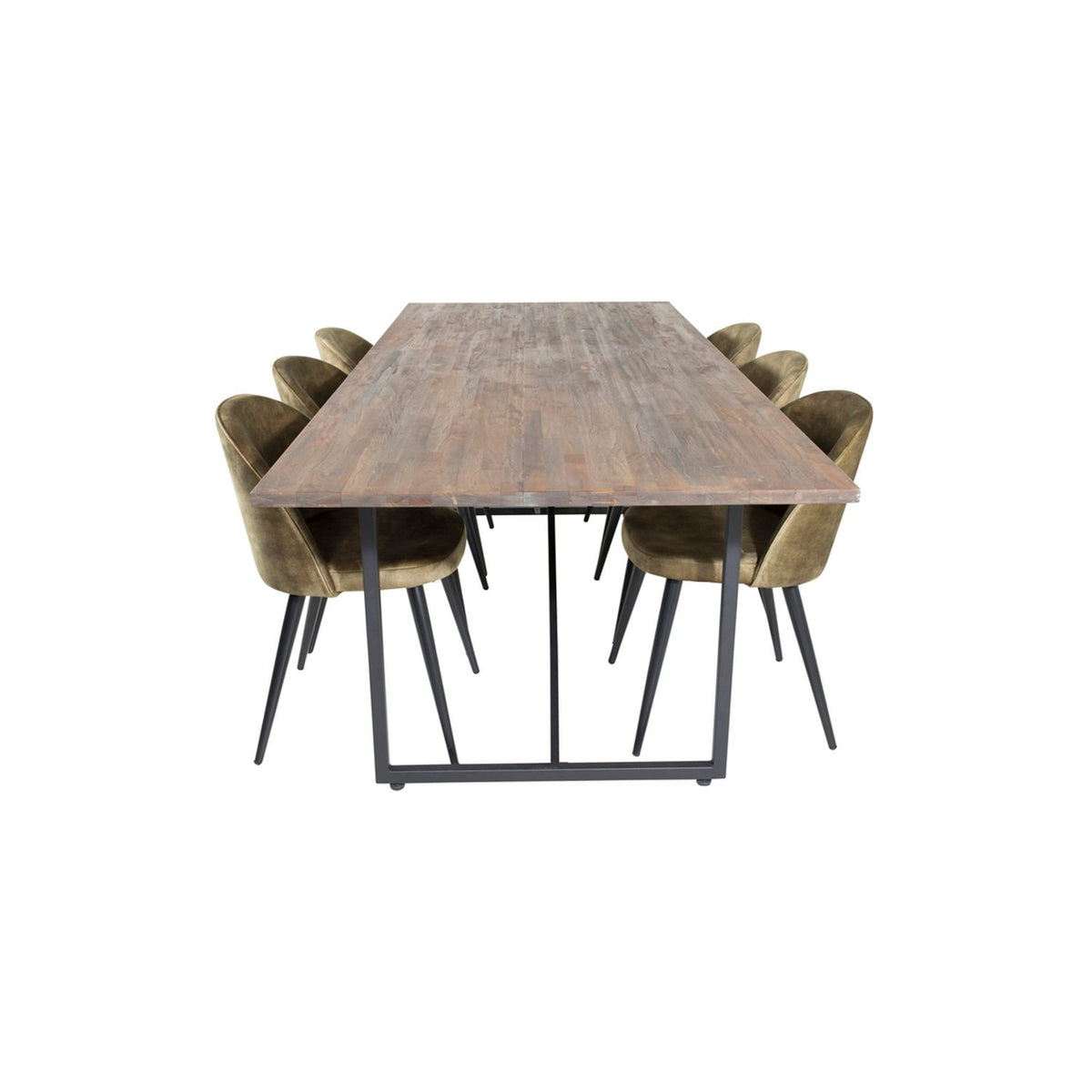 Padang, Velvet Rektangulär matgrupp Svart,Grön, Svart,Natur, 250 x 100