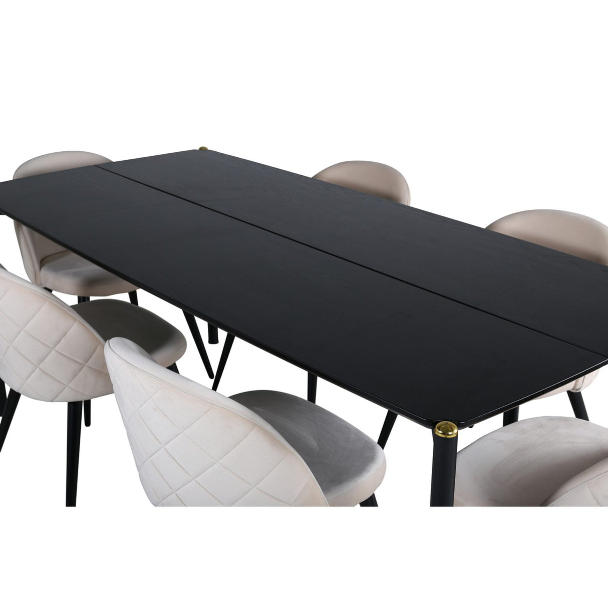 Pelle, Velvet Rektangulär matgrupp Beige, Svart, Svart, 190 x 90