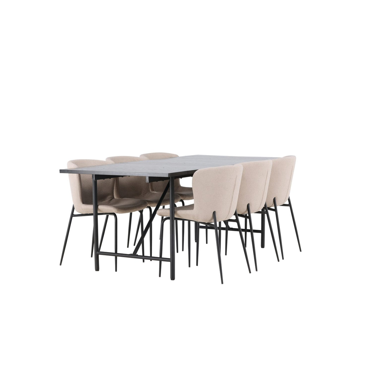 Astrid, Modesto Rektangulär matgrupp Beige,Svart, Svart, 200 x 90