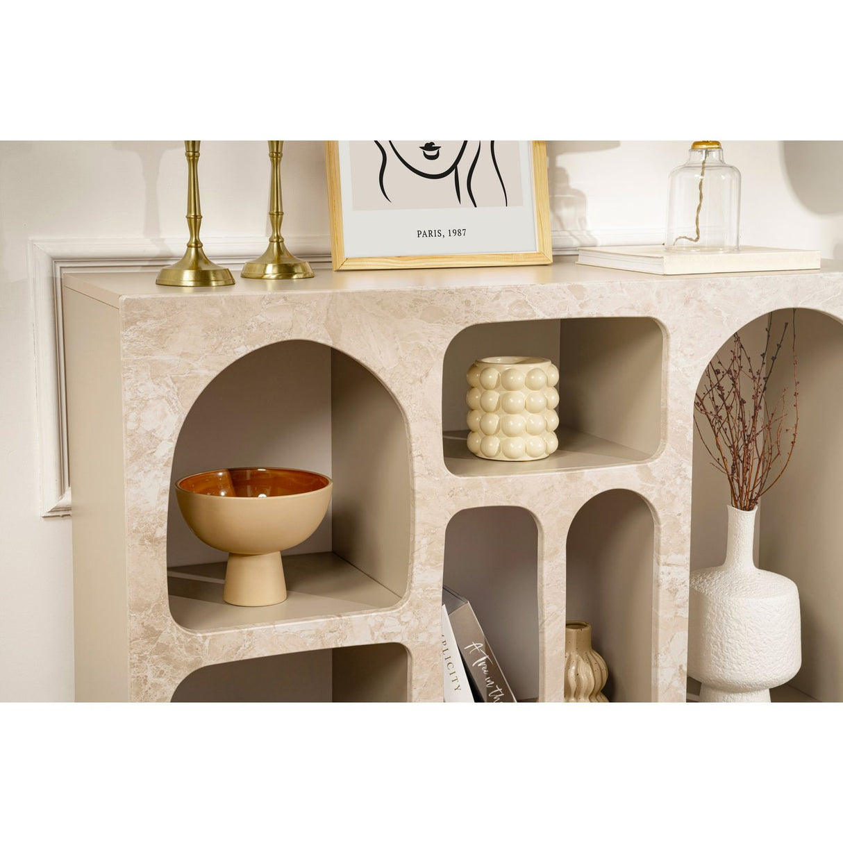 Liva 120 (120 x 74 x 37 cm) Konsol Travertinmarmor sandsten