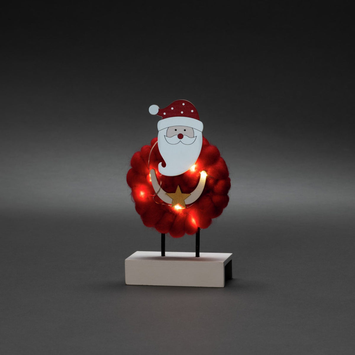 B/O Tomte Trä/bomull, röd LED Timer 6h Stående Ljusdekoration Inne