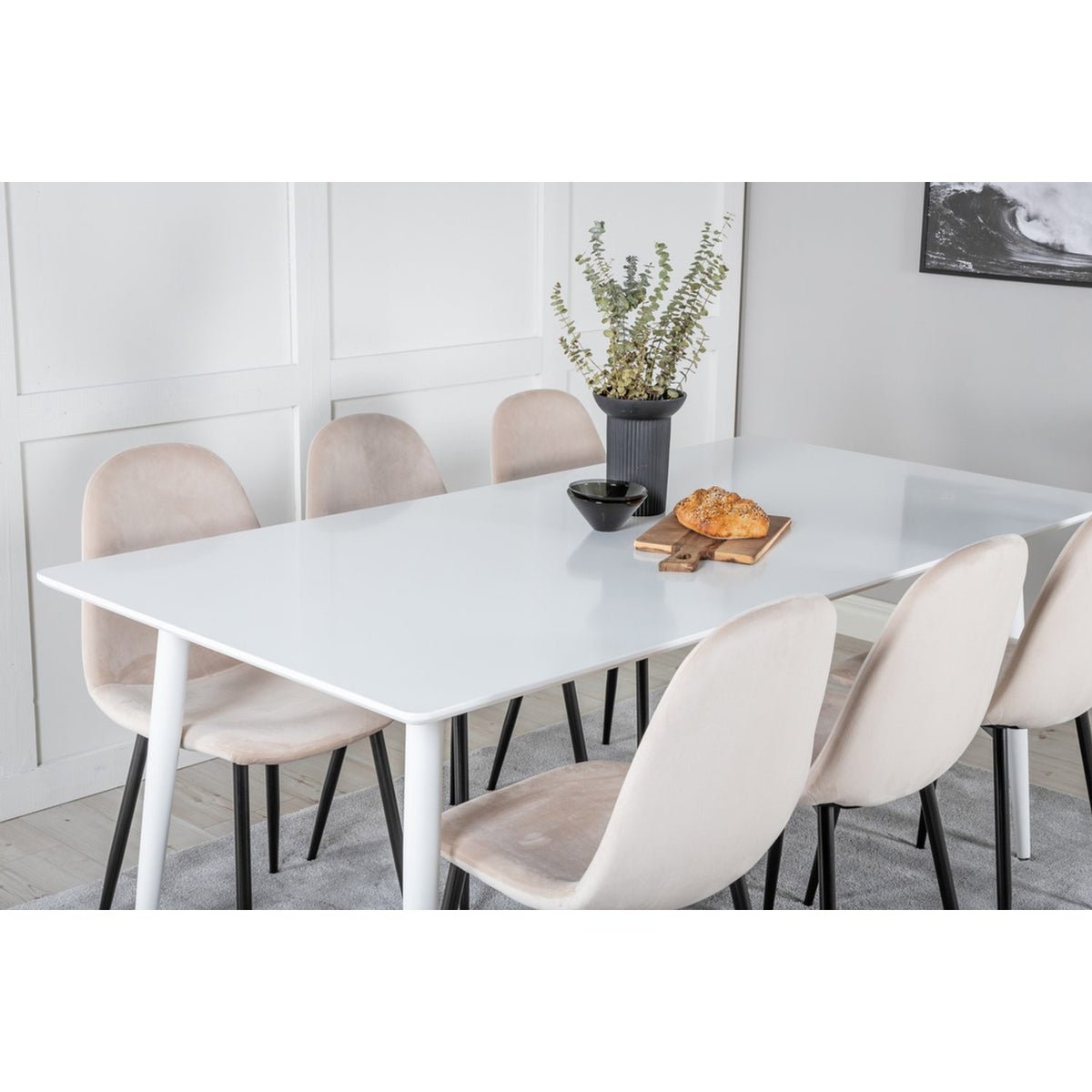 Polar, Polar Rektangulär matgrupp Beige,Svart, Vit, 180 x 90