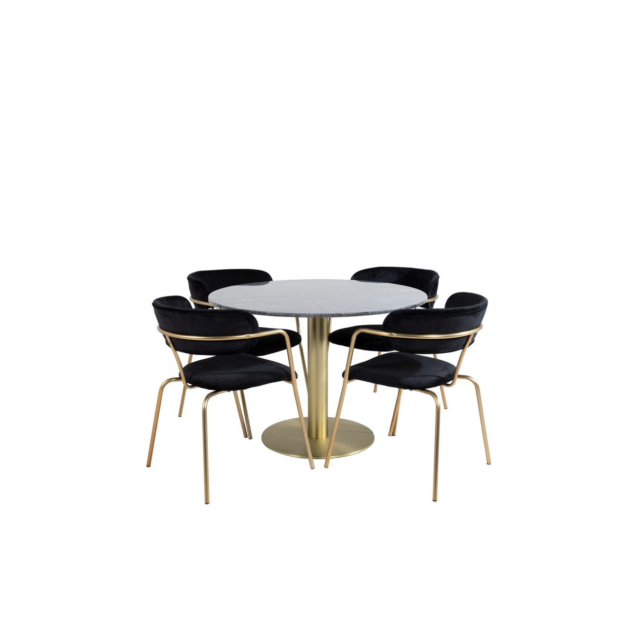 Estelle, Arrow Rund matgrupp Svart, guld, Guld, mörkgrå, ⌀106