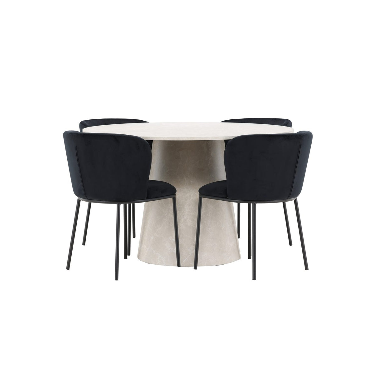 Lanzo, Edina Runt matgrupp Svart, Beige, 4st