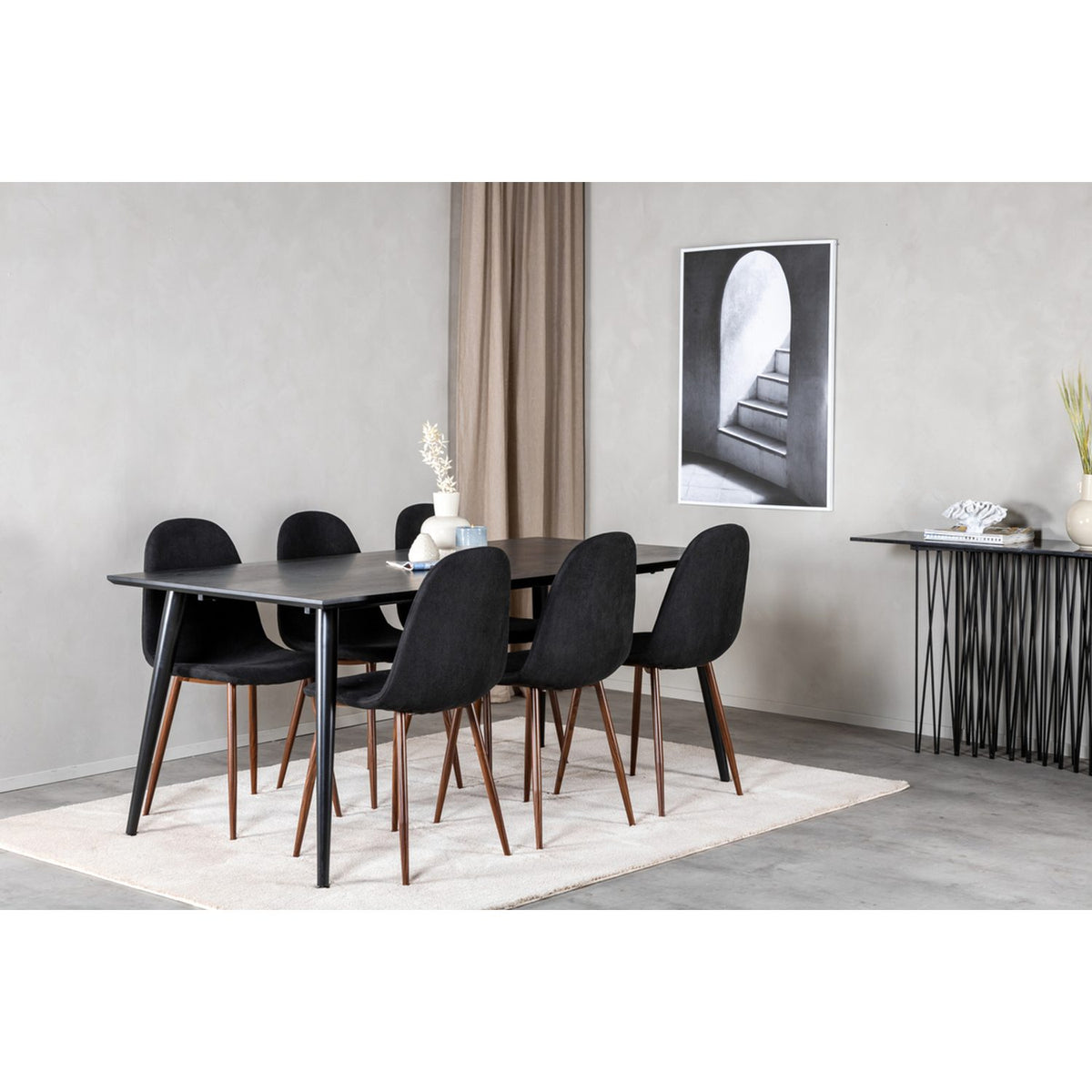 Dipp, Polar Rektangulär matgrupp Svart,Natur, Svart, 180 x 90
