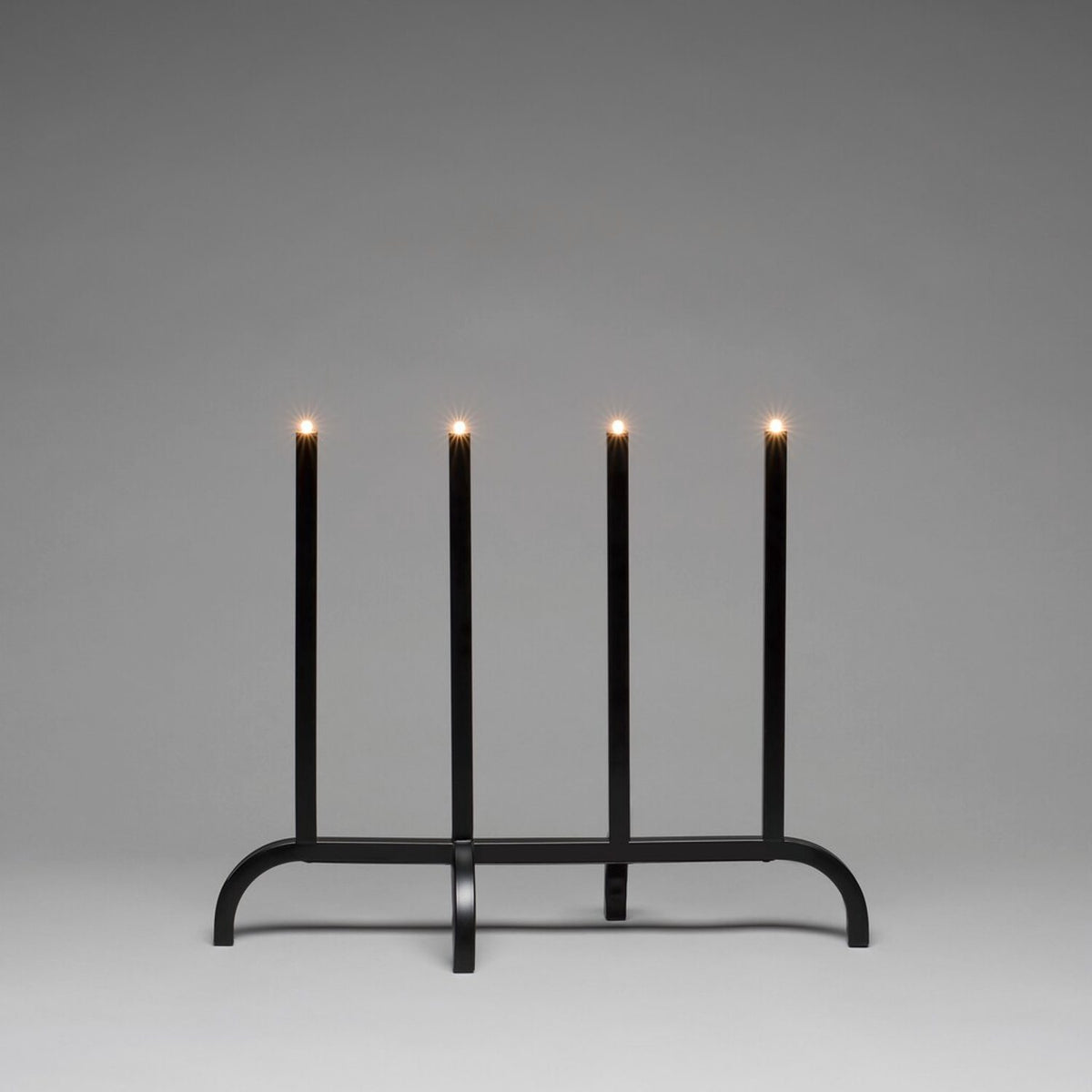 4 Ljus Metall Svart 50 cm Elljusstake
