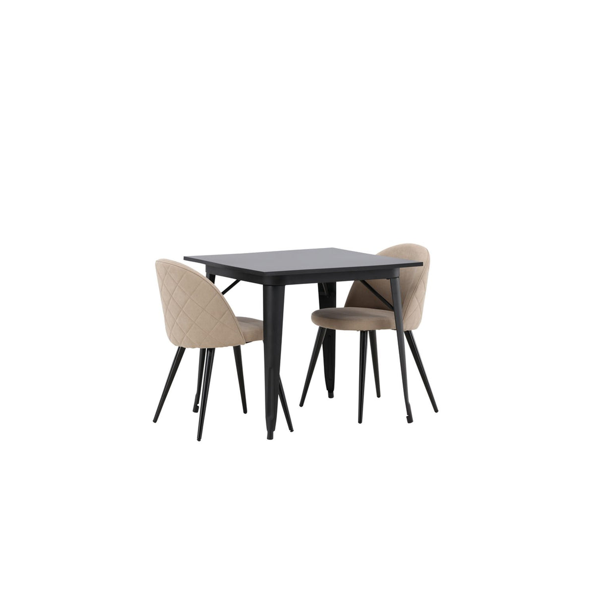 Tempe, Velvet Rektangulär matgrupp Beige, Svart, Svart, 80 x 80