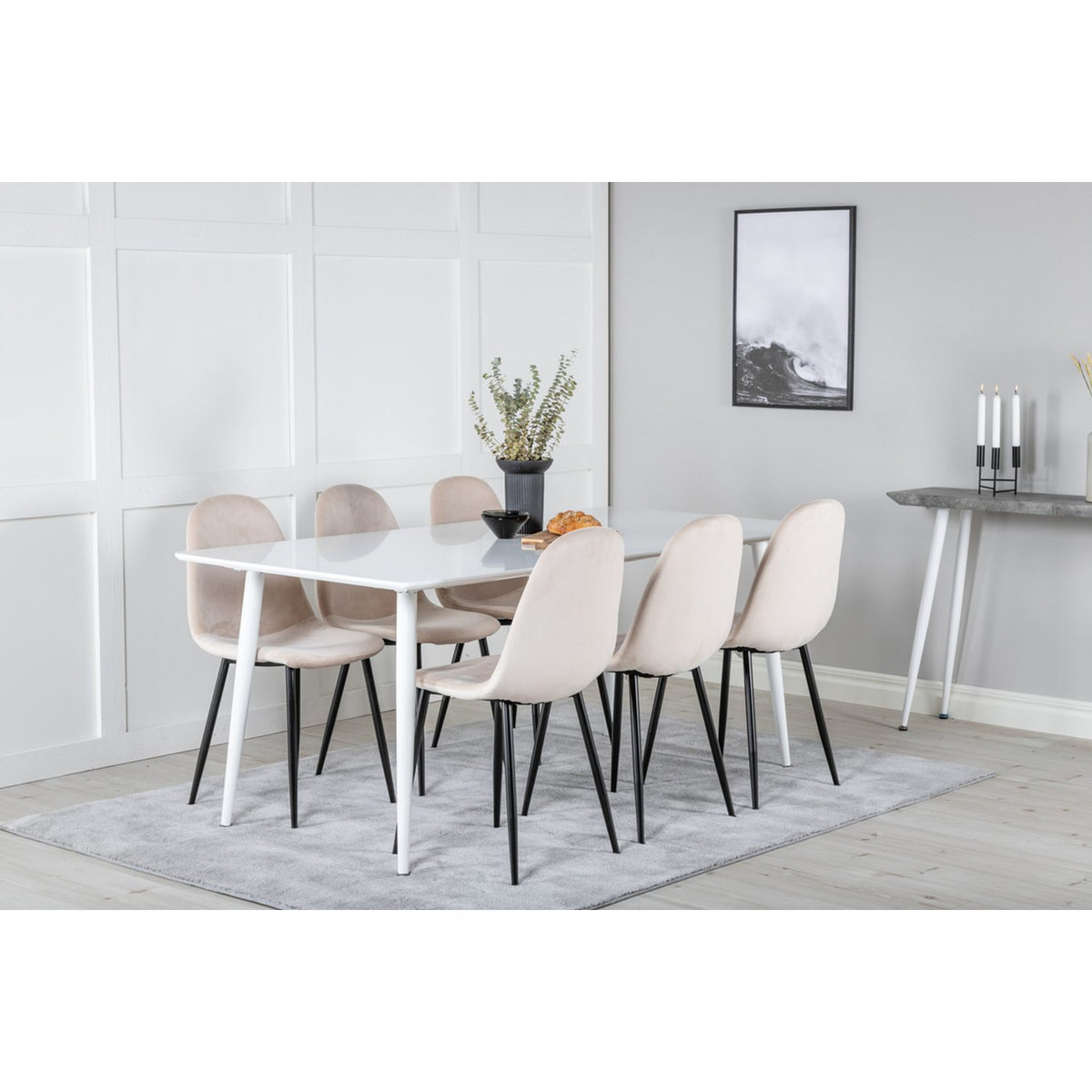 Polar, Polar Rektangulär matgrupp Beige,Svart, Vit, 180 x 90