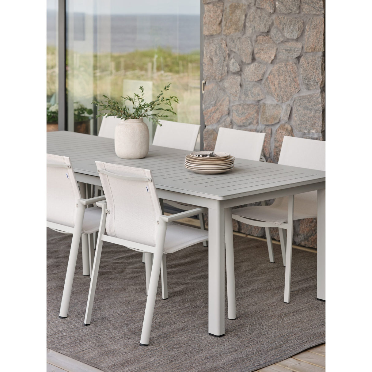 Lomma XL 260-380x100 cm Utebord Light Grey