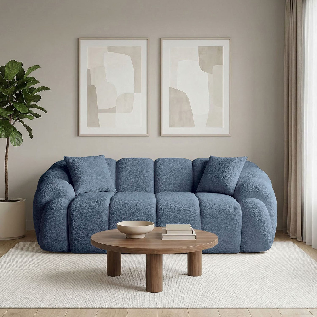 Octavio (199 x 70 x 80 cm) 2-sitssoffa Marinblå