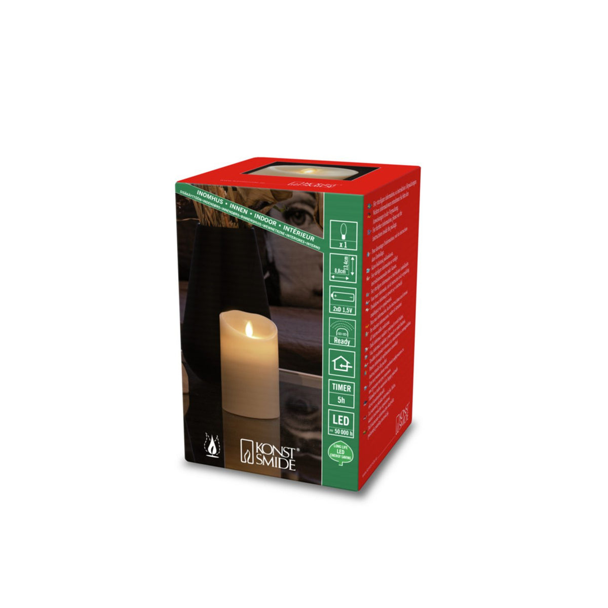 Vaxljus gräddvitt, varmvit LED timer 5h 2xD Dekorationsljus El 8,8x13,4 cm