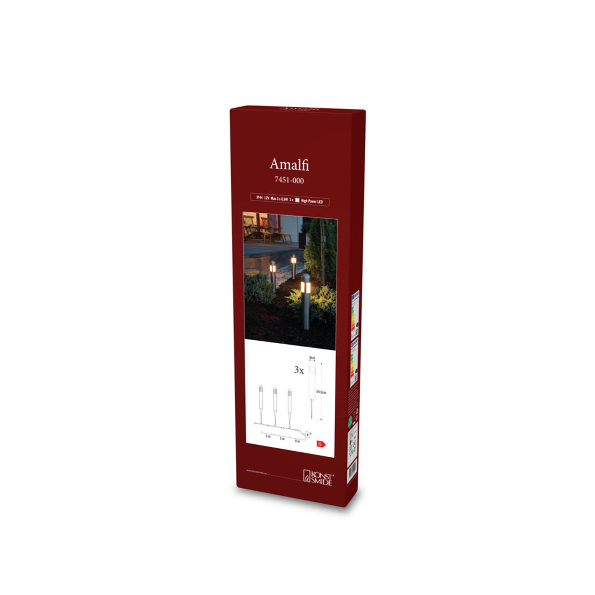 Amalfi Rostfri 3-pack LED Pollare