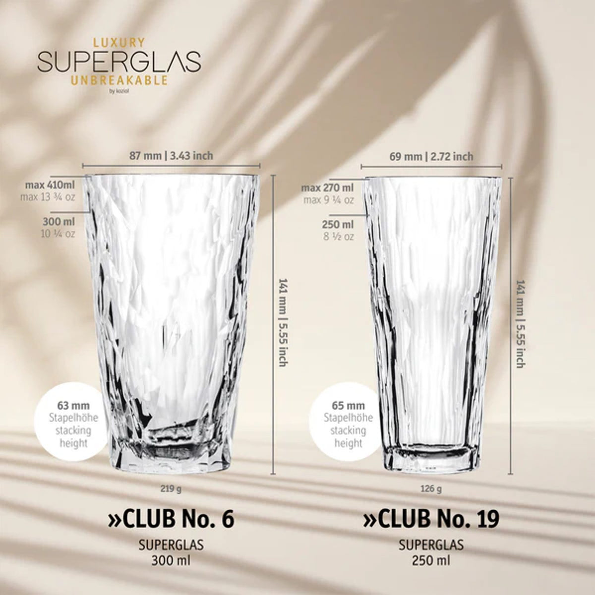 Superglas club no.6 plast 30 cl crystal clear 2-pack Longdrinkglas
