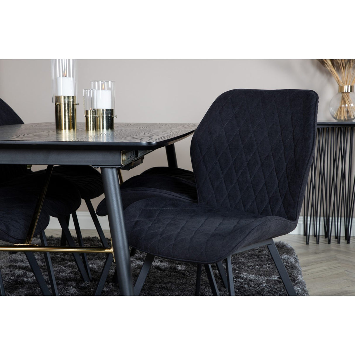 Gold, Gemma Rektangulär matgrupp Svart, Svart, 180 x 85