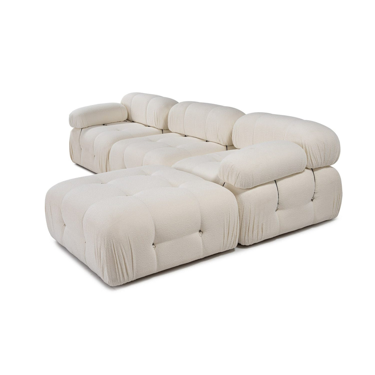 Vienna Beige L1-O1-1R-PUF (288 x 95 x 75 cm) Hörnsoffa Vit