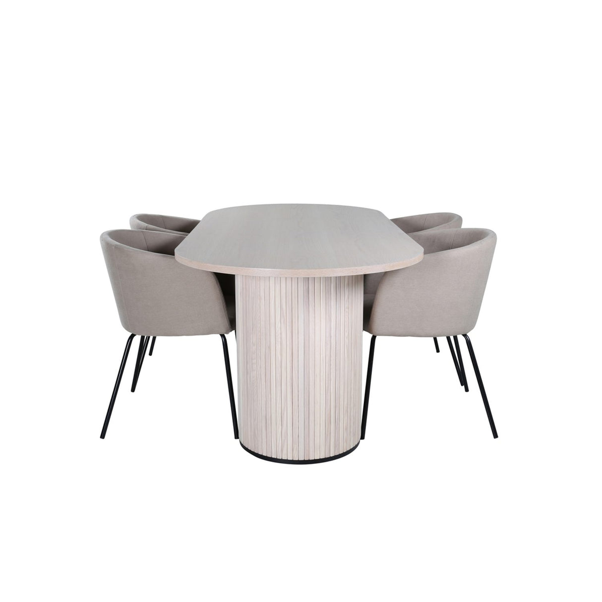 Bianca, Berit Oval matgrupp Beige, Vitputsad, 4st