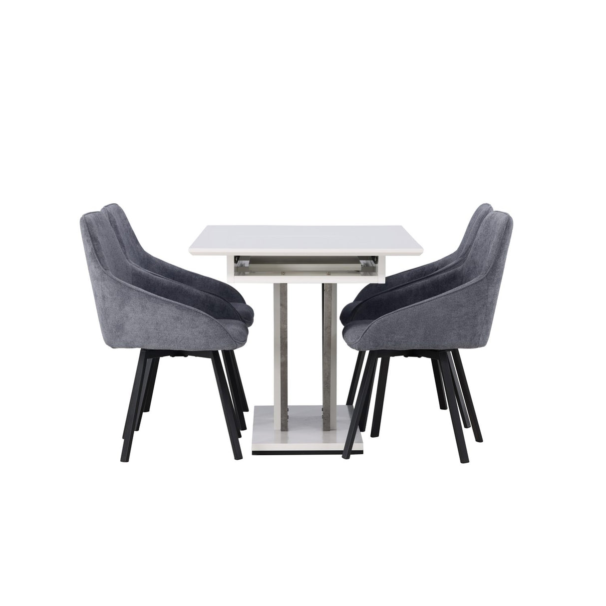 Disa, Rosie Rektangulär matgrupp Svart,Grå, Grå,Vit, 120 x 80