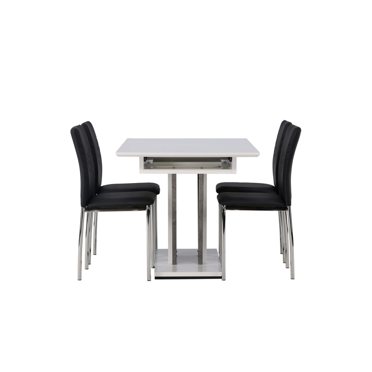 Disa, Lily Rektangulär matgrupp Svart,Silver, Grå,Vit, 120 x 80