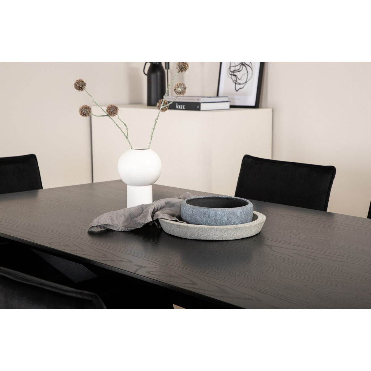 Piazza, Petra Rektangulär matgrupp Svart, Svart, 180 x 90