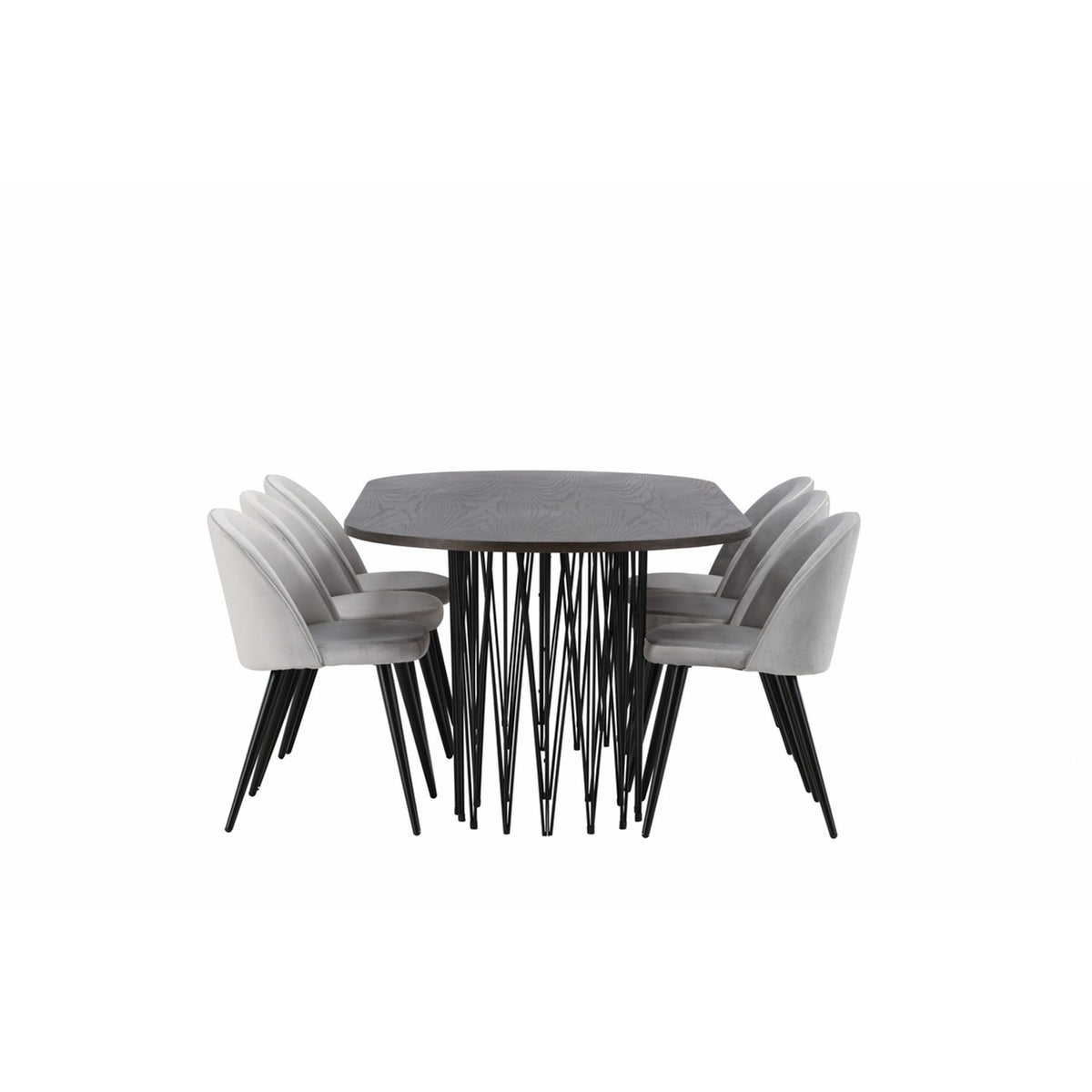Stone, Velvet Rektangulär matgrupp Svart,Grå, Svart, Mocka, 220 x 100