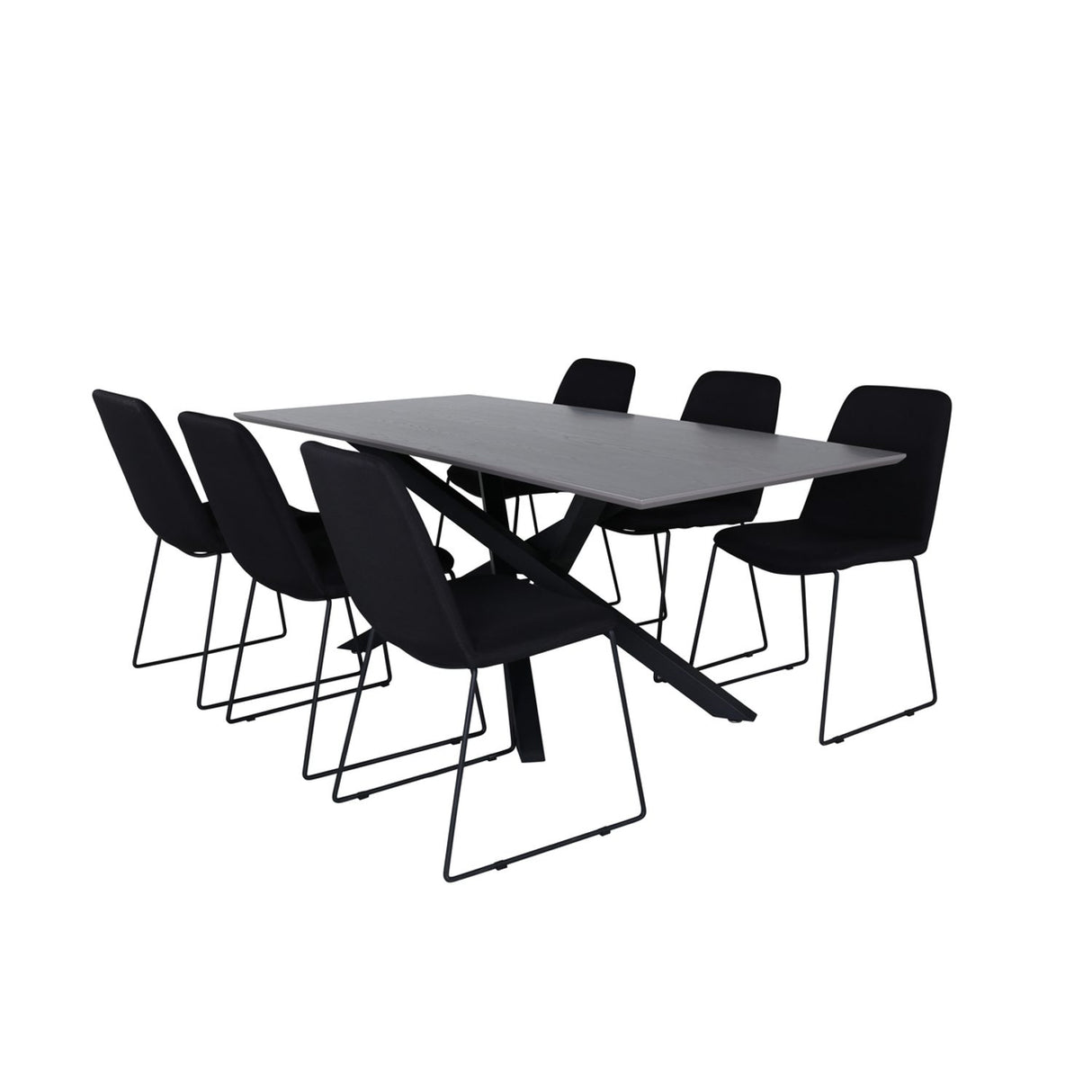 Piazza, Muce Rektangulär matgrupp Svart, Svart, mörkgrå, 180 x 90
