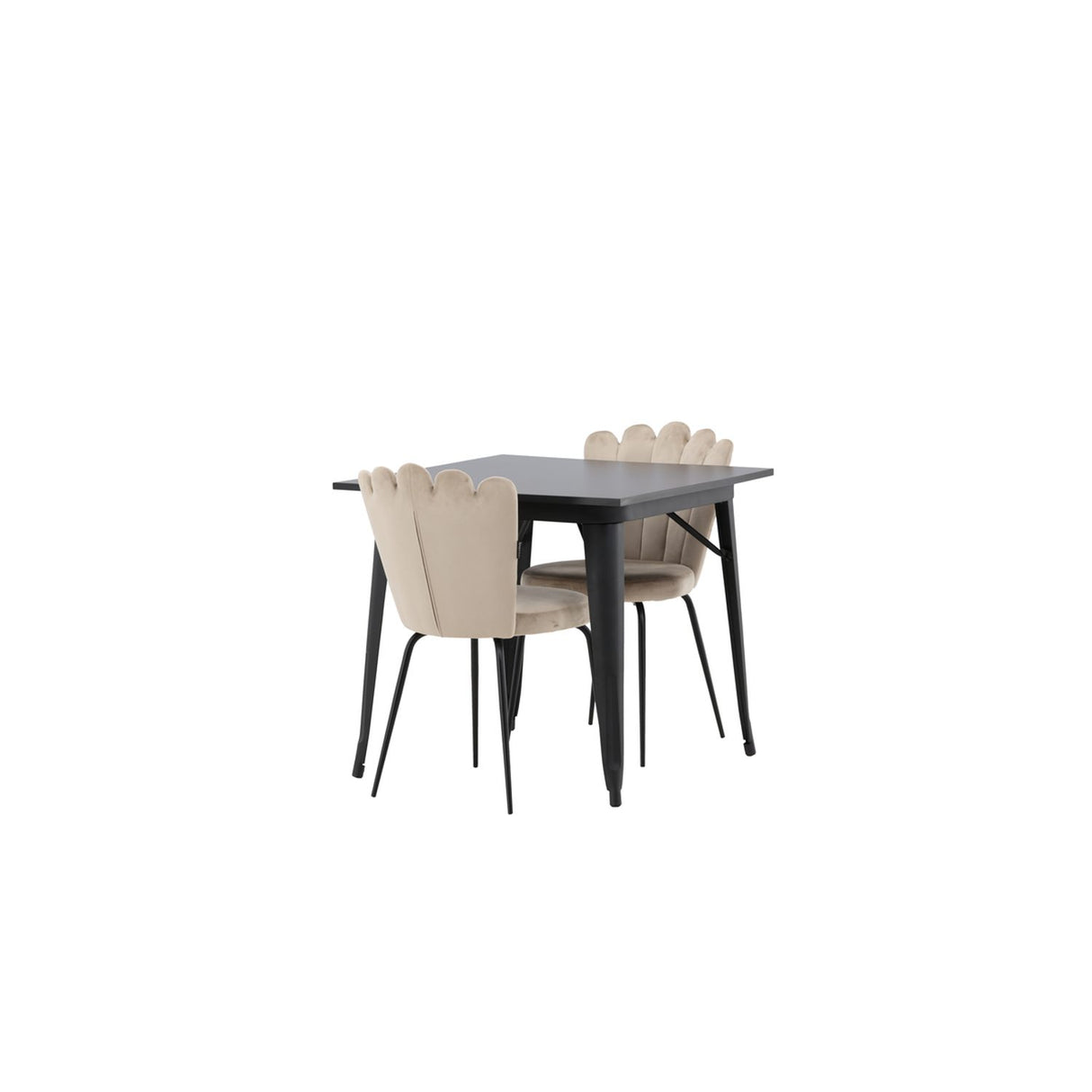Tempe, Limhamn Rektangulär matgrupp Beige, Svart, Svart, 80 x 80