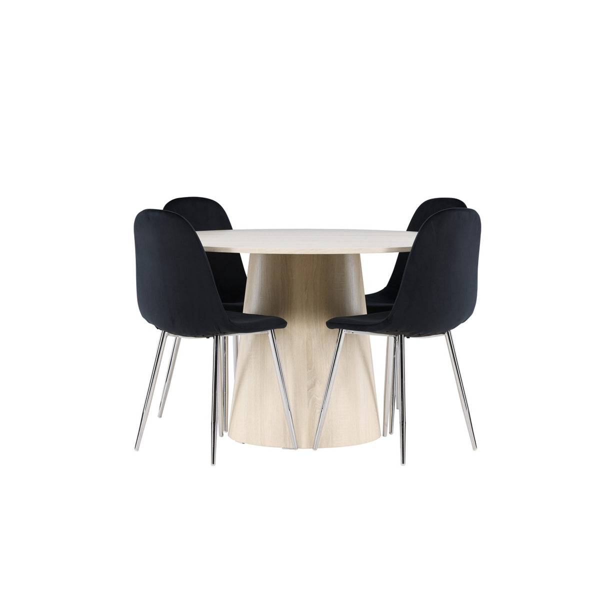 Lanzo, Polar Rund matgrupp Svart,Silver, Vitpigmenterad, ⌀120